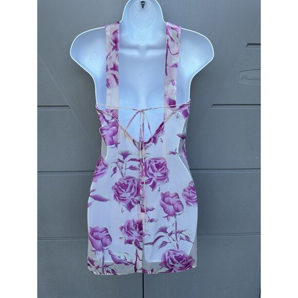 For Love And Lemons Rori Mini Dress Sheer Burnout Velvet Roses Print Sz S READ - Picture 3 of 13